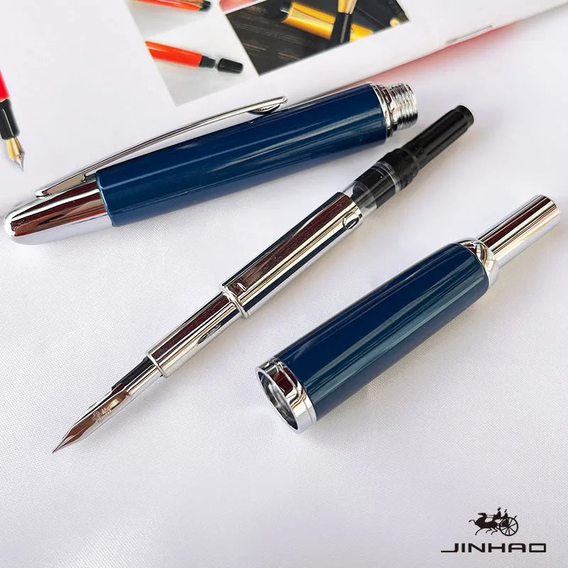 JINHAO Metal Fountain Pen – 10 Brand New Retractable Fine Nibs with Ink Converter