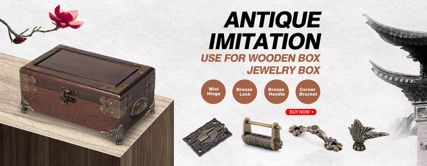 NAIERDI Small Antique Metal Lock – Decorative Hasps Hook Padlock for Wooden Jewelry Boxes, Furniture Hardware with Screws