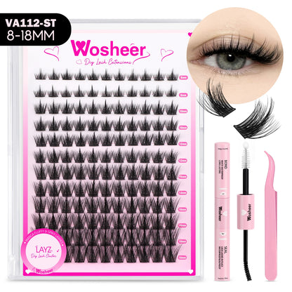 WOSHEER Manga Lash Clusters Kit – Clear Fairy Wet-Look Spiky Individual Anime Eyelashes
