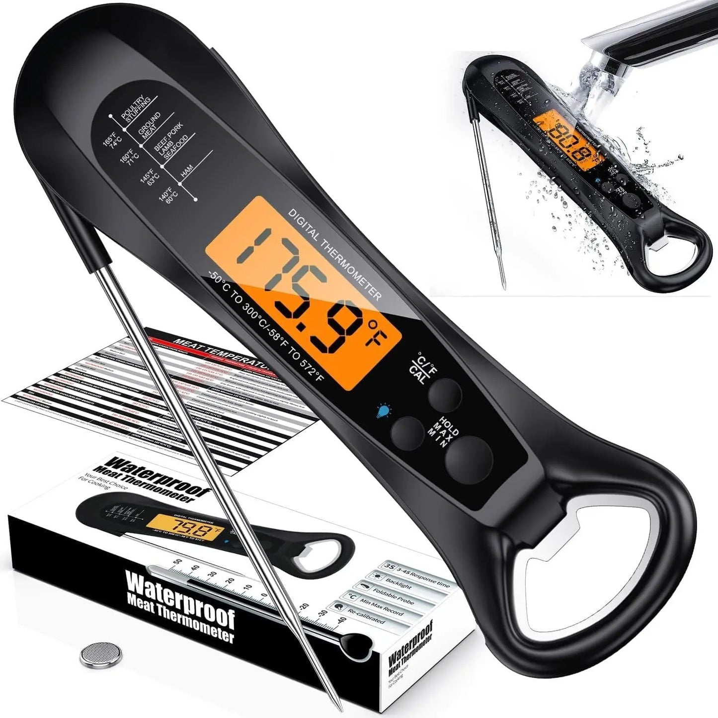 Instant Read Digital Meat Thermometer – Fast, Precise Cooking Thermometer with Backlight & Magnet