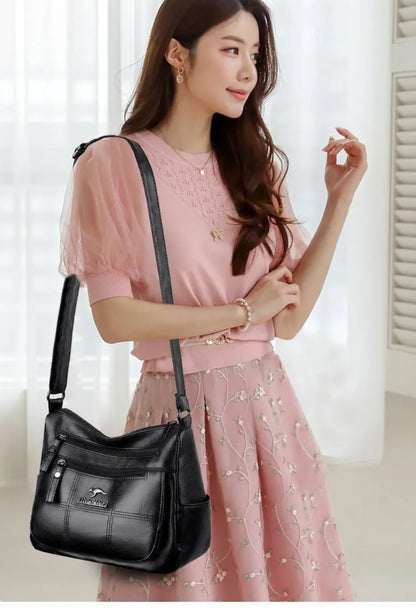 Luxury Women’s Leather Handbag – Large Capacity Shoulder & Crossbody Designer Bag