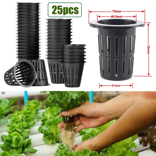 25PCS Hydroponic Mesh Net Pots – Soilless Plant Nursery Cups for Vegetable & Garden Growing