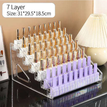 Acrylic Nail Polish Display Organizer – 3/4/5/6/7 Layer Clear Cosmetic & Jewelry Rack Holder