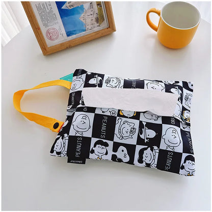 Snoopy Car Hanging Tissue Box — Cartoon Napkin Holder with Removable Storage & Flip Cover, Car Room Decor