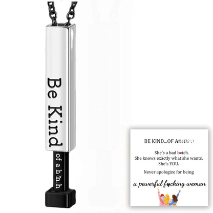 Be Kind of A B Necklaces for Women - Hidden Message, Friendship Jewelry Gift for Best Friends, Sorority Sisters, Square Tube Pendant