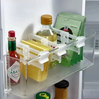 4PCS Adjustable Refrigerator Door Dividers – Expandable Side Shelf Partition for Kitchen Bottle & Food Organization