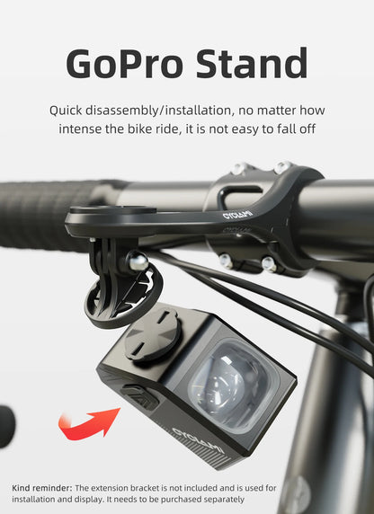 CYCLAMI CYC 1000 Lumen Bike Headlight – Ultra Bright Front Lamp with GoPro Mount & Wireless Remote for MTB & Road