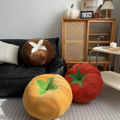 Tomato, Vegetable & Mushroom-Shaped Round Cushion – Thickened Cute Window Seat Pillow for Bedroom