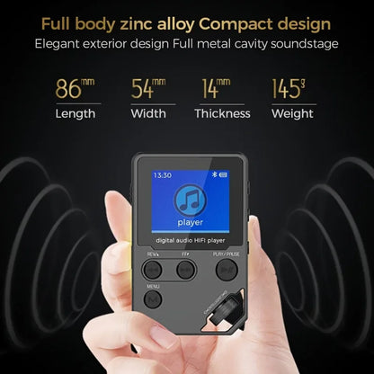 C5 8GB Bluetooth MP3 Music Player – Lossless Sound, Zinc Alloy Body, Rotary Controls, FM Radio & Voice Recorder