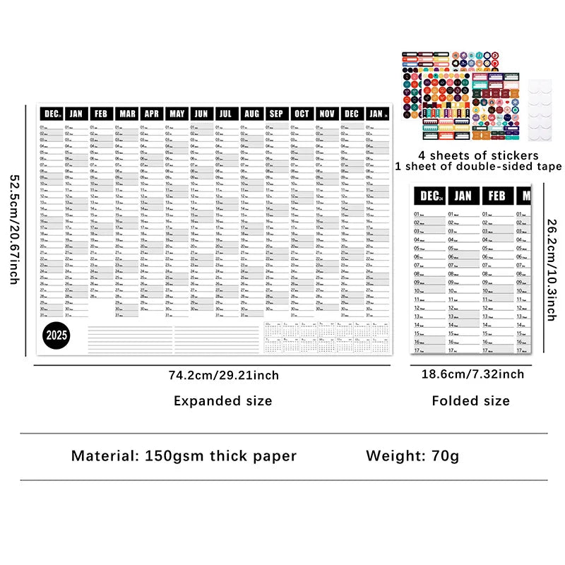 2024-2025 Kawaii Wall Calendar Planner – Large Schedule Organizer, To-Do List, Target Tracker, Office Supplies