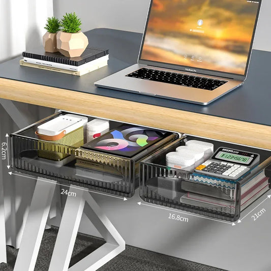 Invisible Pull-Out Storage Box — Large Capacity Hanging Under-Desk Drawer Organizer for Table & Workspace