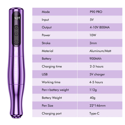 BIOMASER P90 Pro Wireless Rotary PMU Tattoo Machine – Rechargeable Permanent Makeup Gun for Microblading, Eyebrow, Lip & Eyeliner