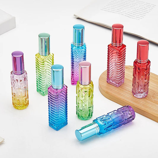 10ml Square Glass Perfume Bottle – Colorful Mini Refillable Spray Vial for Fragrance & Cosmetic Packaging
