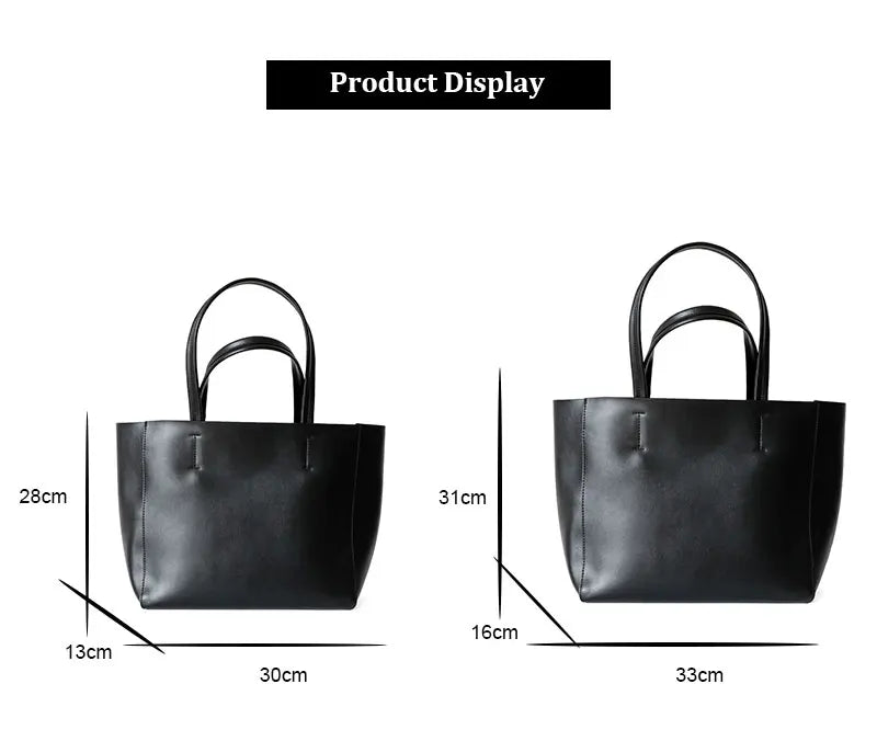 Customized Letter Genuine Leather Tote Bag – Large Capacity, Practical Commuter & Shopping Bag, Cowhide Large Bag