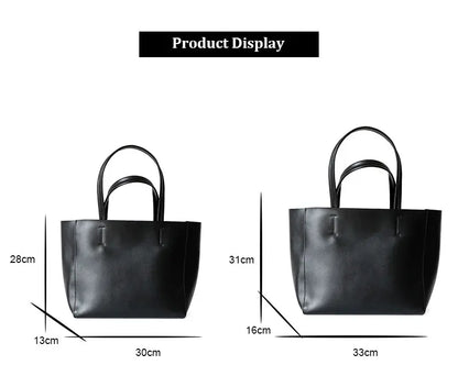 Customized Letter Genuine Leather Tote Bag – Large Capacity, Practical Commuter & Shopping Bag, Cowhide Large Bag