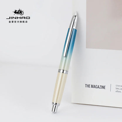 JINHAO 10 Metal Pearl Blue Fountain Pen – EF/F Nib, Pattern Design | Ink Pens for School, Office & Gifts