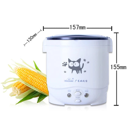 Electric Mini Rice Cooker, Portable Multi-Cooker for Car & Home, 12V/24V/220V, Cooking Pot for Truck & Household Use