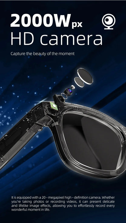 AI Smart Glasses with HD Anti-Shake Camera — Video Recording, Voice Call, Noise Reduction, Wireless Bluetooth Headset Goggles