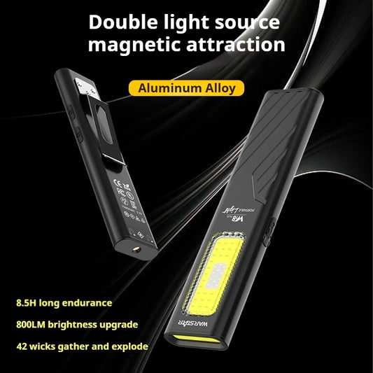 Warstar WT8 Dual-Light Flashlight – 800 Lumen Portable Work Light with Purple Light, Red Laser & Magnetic Clip