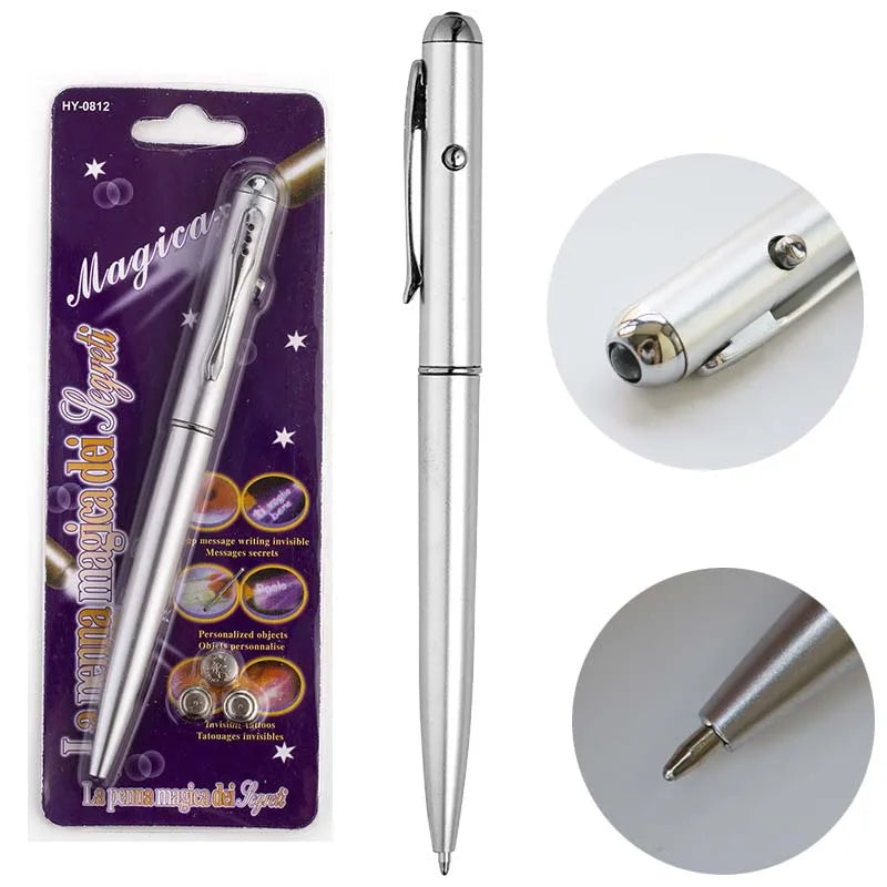 Invisible Ink Pen with UV Light - Magic Fluorescent Writing and Drawing Pen for Secret Messages, Suitable as Kids' Toy