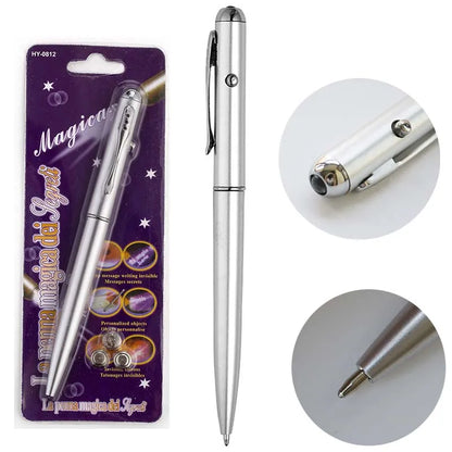 Invisible Ink Pen with UV Light - Magic Fluorescent Writing and Drawing Pen for Secret Messages, Suitable as Kids' Toy