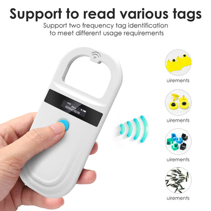 Handheld Animal RFID Reader - 134.2KHz & 125kHz Pet Microchip Scanner, USB/Bluetooth Tag Reader for Cats & Dogs with Tags