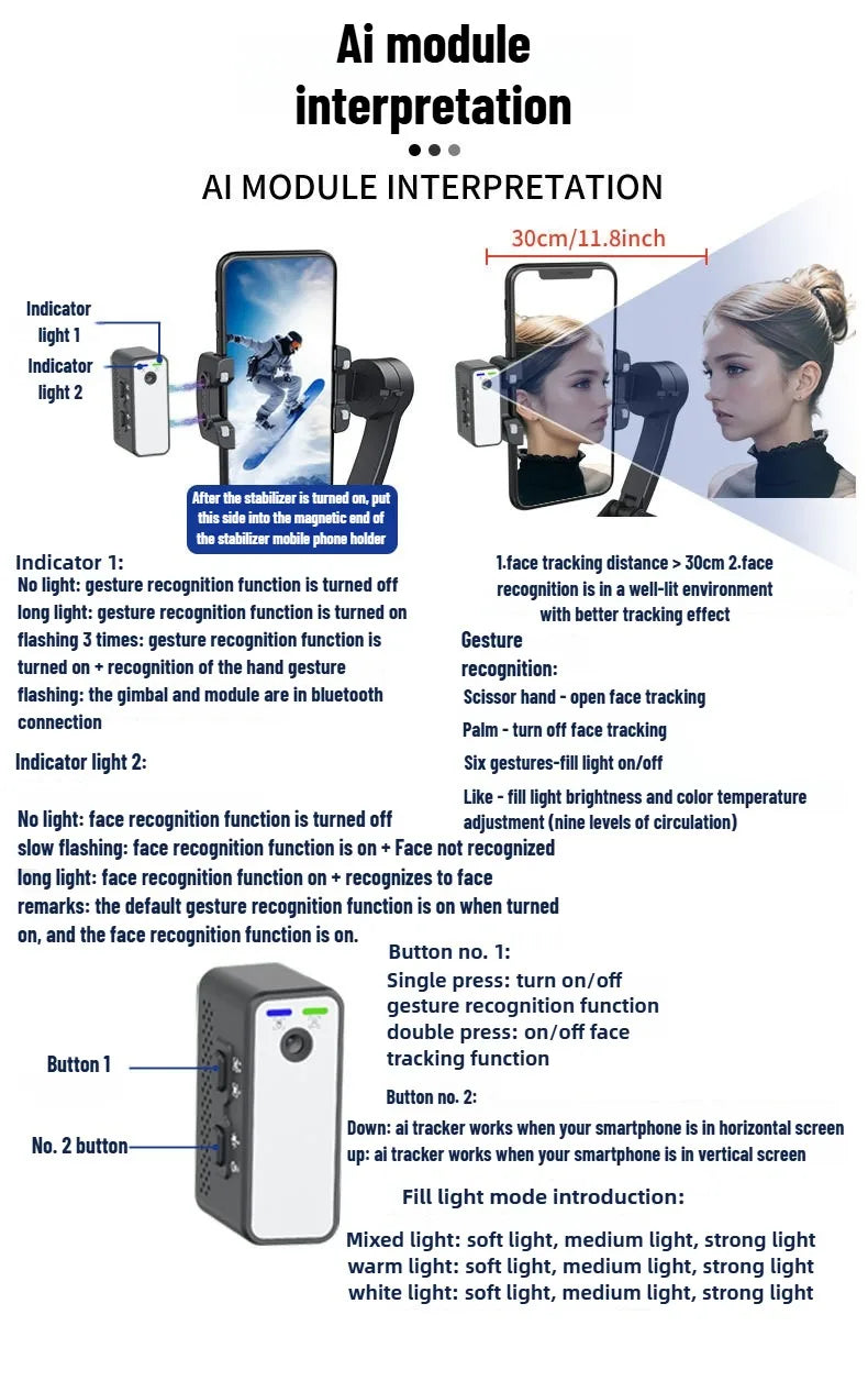 3-Axis Mobile Gimbal Stabilizer – Phone Video Recorder with Face & Object Tracking for Android & iPhone