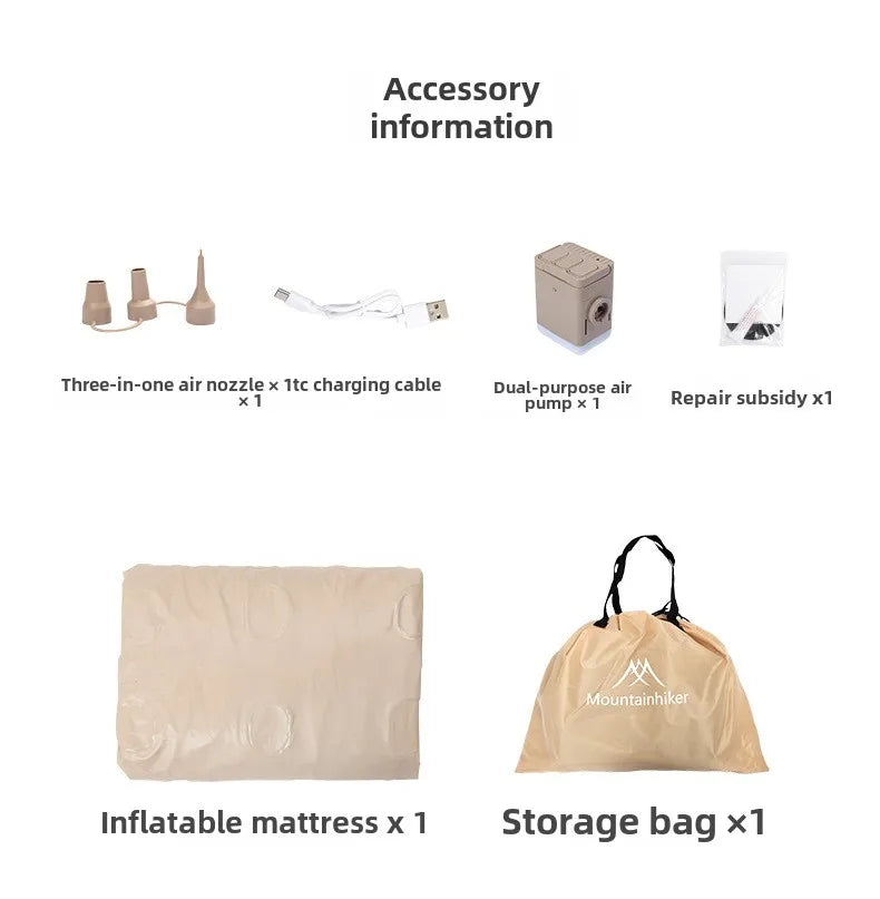 MOUNTAINHIKER 2025 Inflatable Air Mattress - PVC Glamping Camping / interior Bed Mat with Built-In Pump for 1-3 Person