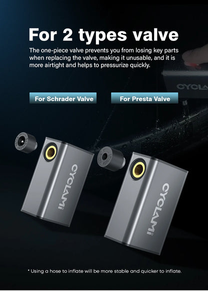 CYCLAMI A3 Ultralight Electric Bike Pump – 100 PSI Portable Tire Inflator for MTB, Road Bike & Motorcycle, Aluminum Alloy