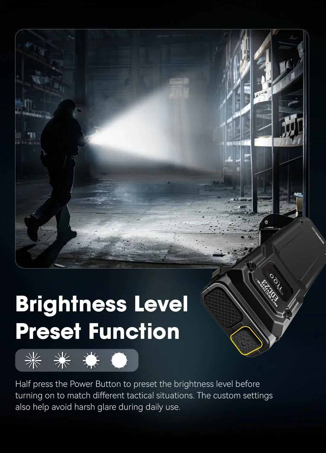 NITECORE EDC23 Tactical Flashlight – 2500LM Portable Emergency Work Light for Camping, Climbing & Outdoor Search