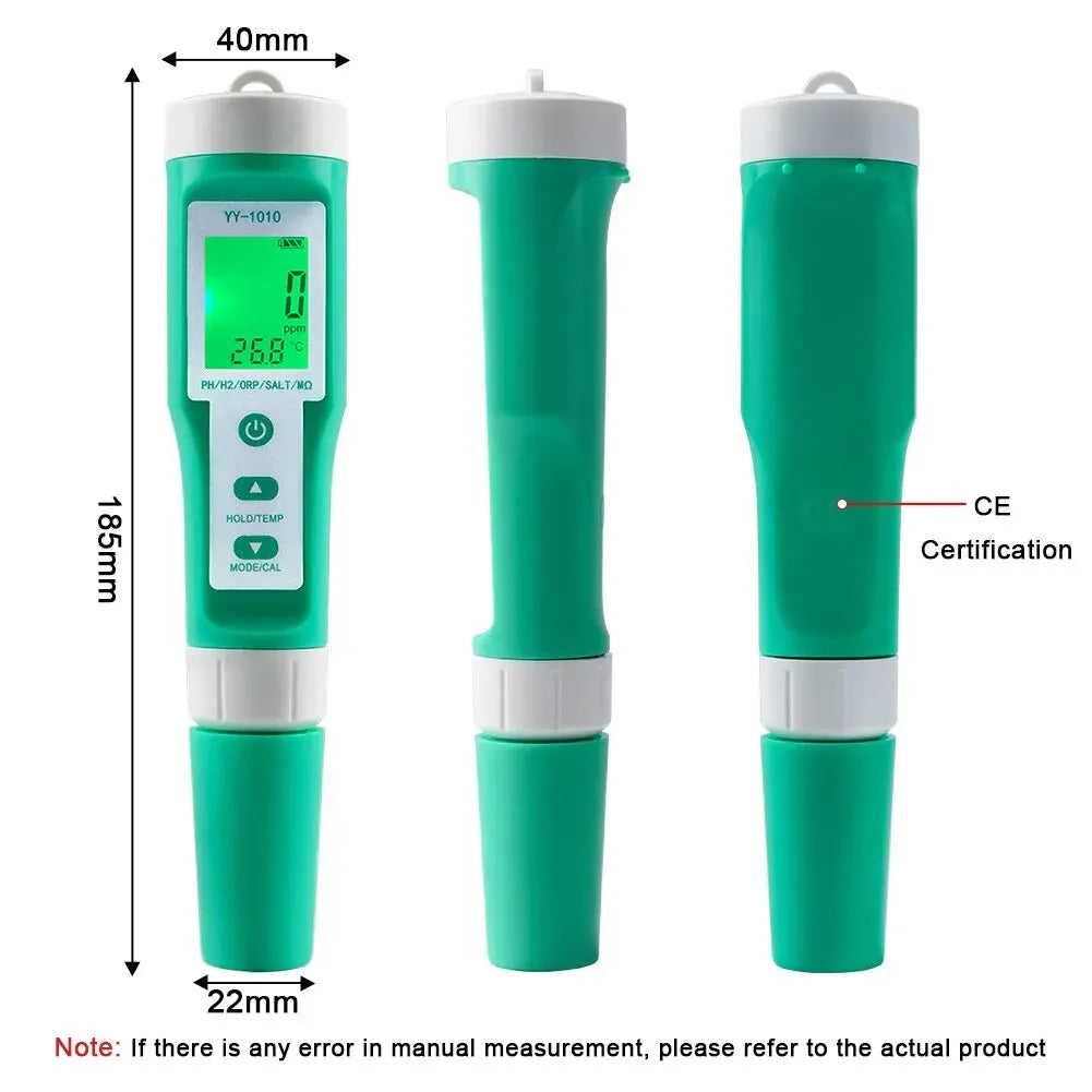 Yieryi TDS, EC, PH, Salinity & ORP Meter - H2, S.G, TEMP Water Quality Monitor for Pools & Aquariums