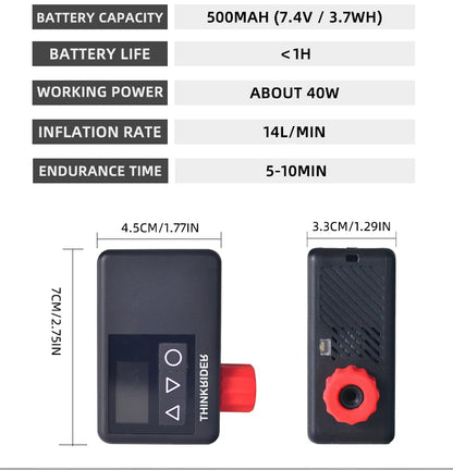 ThinkRider 120 PSI Mini Electric Bike Pump – Portable Tire Inflator with Digital Gauge Display