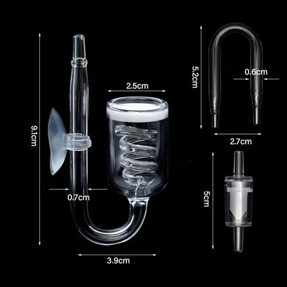Glass CO2 Diffuser for Aquarium — Spiral Carbon Dioxide Atomizer with Suction Cup