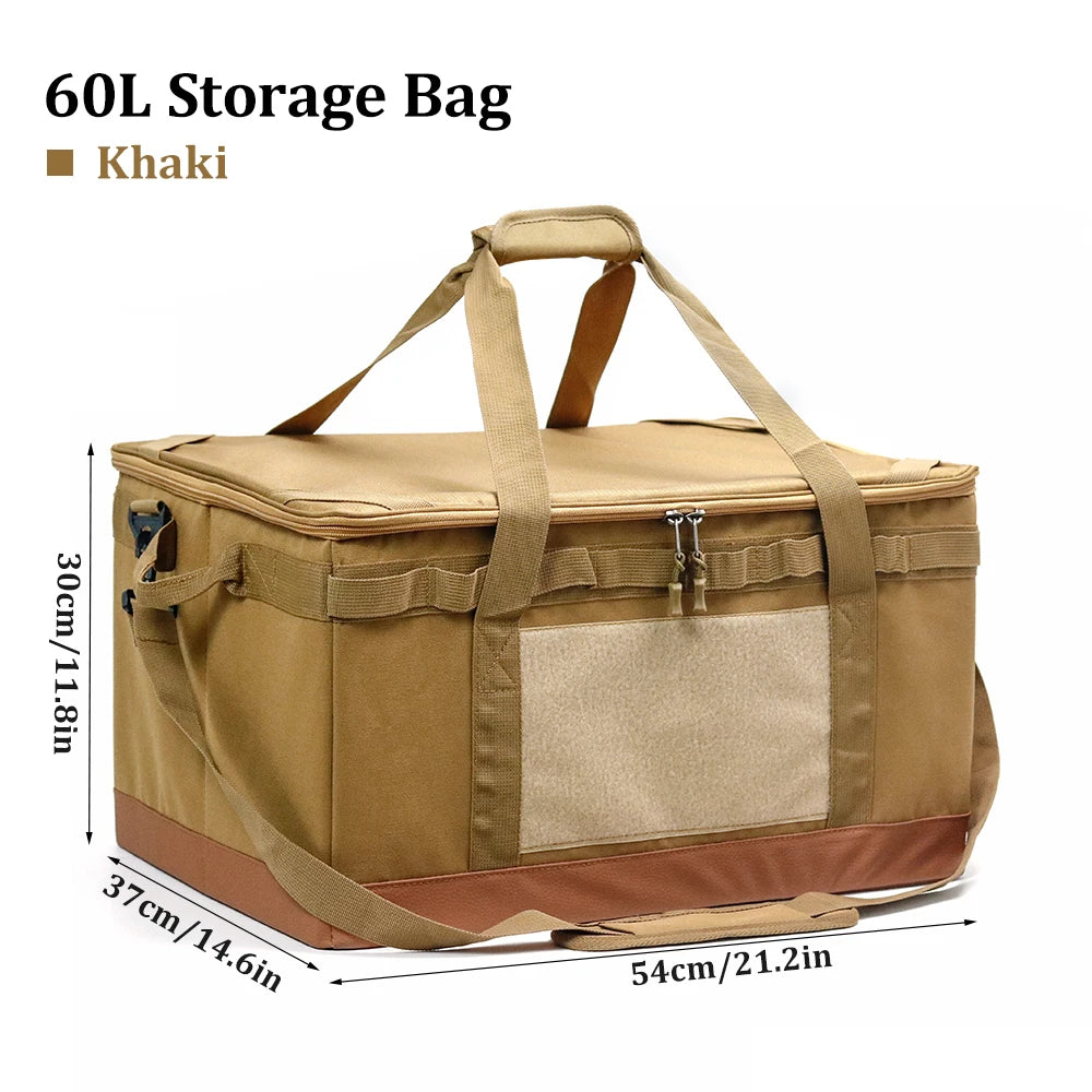 60L Large Camping Storage Bag – Collapsible Cooking Trunk Organizer, Waterproof Oxford Fabric