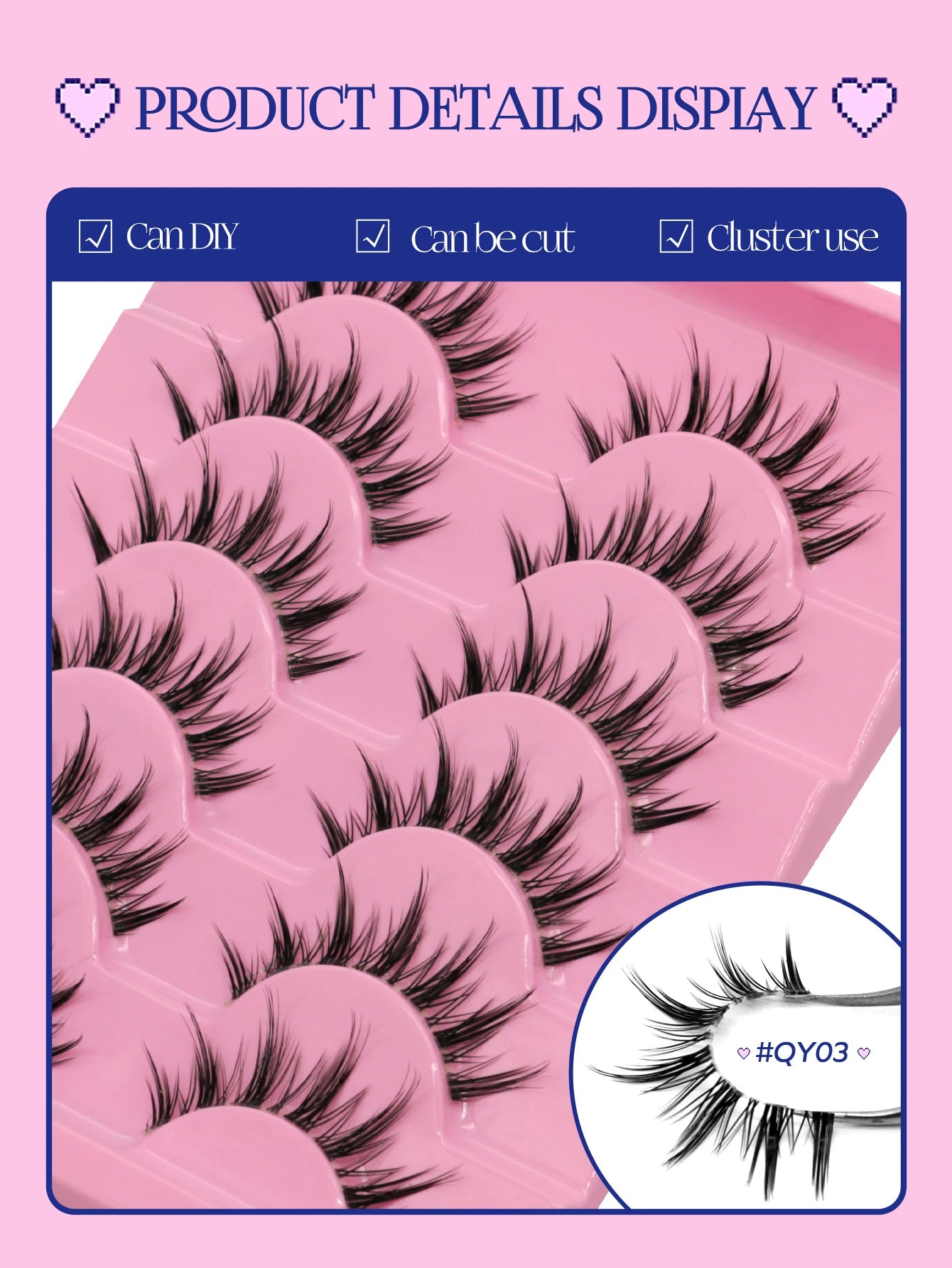 GROINNEYA Cat Eye Lashes – Faux Mink Wispy Winged Fake Eyelashes for Natural Elongated Look