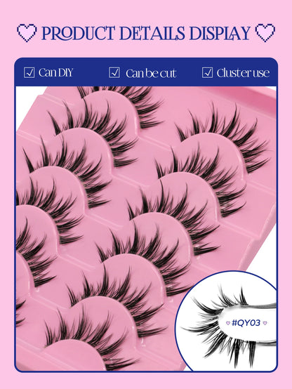 GROINNEYA Cat Eye Lashes – Faux Mink Wispy Winged Fake Eyelashes for Natural Elongated Look