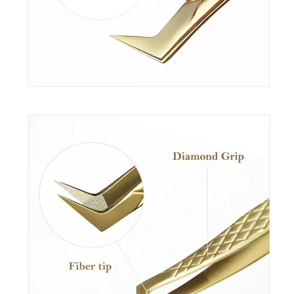 DIYDAY Anti-Slip Eyelash Tweezers — Stainless Steel Precision Fiber Tip for Eyelash Extensions & Makeup Tools