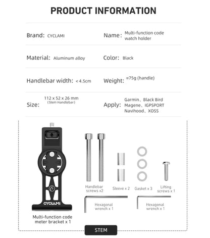 Original Bike Computer Mount for Insta360 X5/X4/X3/ACE – Aluminum Handlebar Clamp Bracket