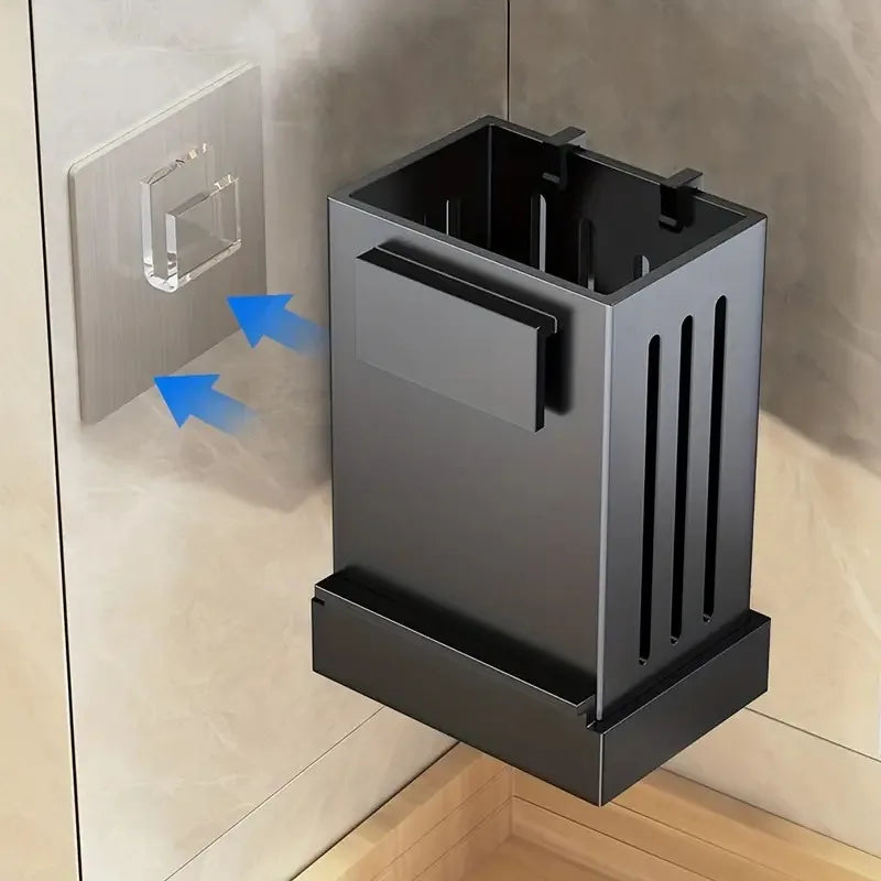 1 Piece Kitchen Chopsticks Holder - Multifunctional Wall-Mounted Utensil Drying Rack with Hooks, No Drilling Required, for Spoons and Forks