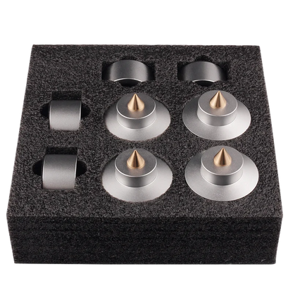 4-Piece Aluminum Audio Amplifier Shock Absorber Feet – HiFi Speaker & CD Player Anti-Vibration Pads