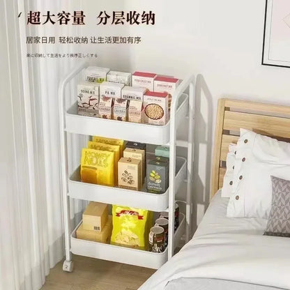 Multi-Layer Trolley Storage Rack - Mobile Organizer for Kitchen, Bedroom, and Bathroom, Ideal for Snacks and Baby Items