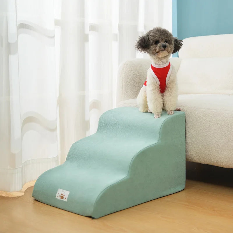 Pet 2/3-Step Stair Ramp for Dogs and Cats - Memory Foam Sponge, Removable and Washable, Training Pet Ramp for Sofa