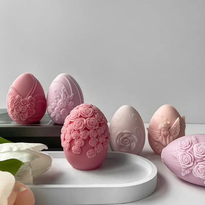3D Creative Easter Egg Silicone Mold – DIY Flower & Butterfly Egg for Aroma Candles, Plaster Ornaments, and Easter Decor Crafts