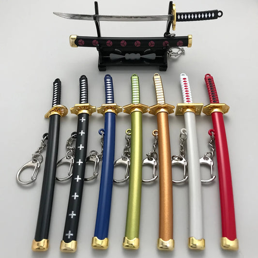 8 Styles Roronoa Zoro Samurai Sword Keychain – Katana Scabbard Keyring for Men & Women, Cosplay Toy Jewelry Gift
