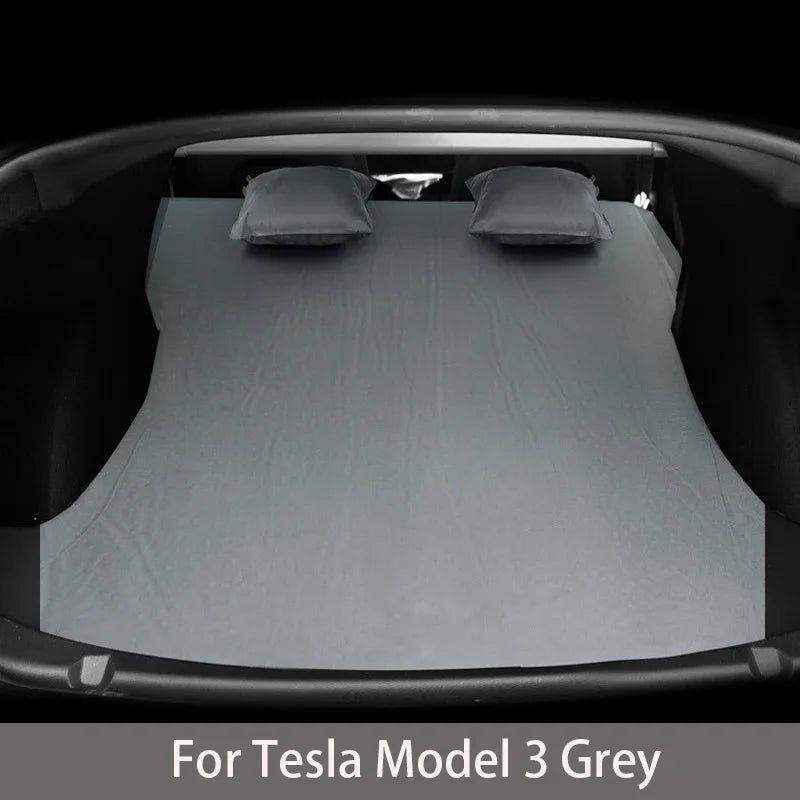 Tesla Model 3 & Model Y Inflatable Car Bed – Suede Fabric Travel Air Mattress for Camping (2017-2024)