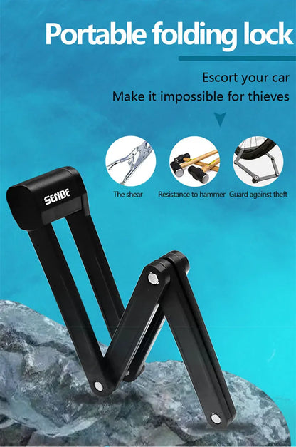 Folding Bicycle Chain Lock – Portable Anti-Theft E-Bike Cable Padlock, Compact Safety Lock for Bikes
