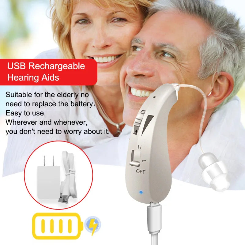 Rechargeable Invisible Hearing Aid: Mini Digital Sound Amplifier for Elderly with Deafness - Ideal for Severe Hearing Loss