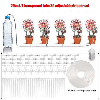 Garden Drip Irrigation Kit — Water-Saving Micro Dripper System with Regulating Valve and 4/7mm Hose for Potted Plants and Greenhouse