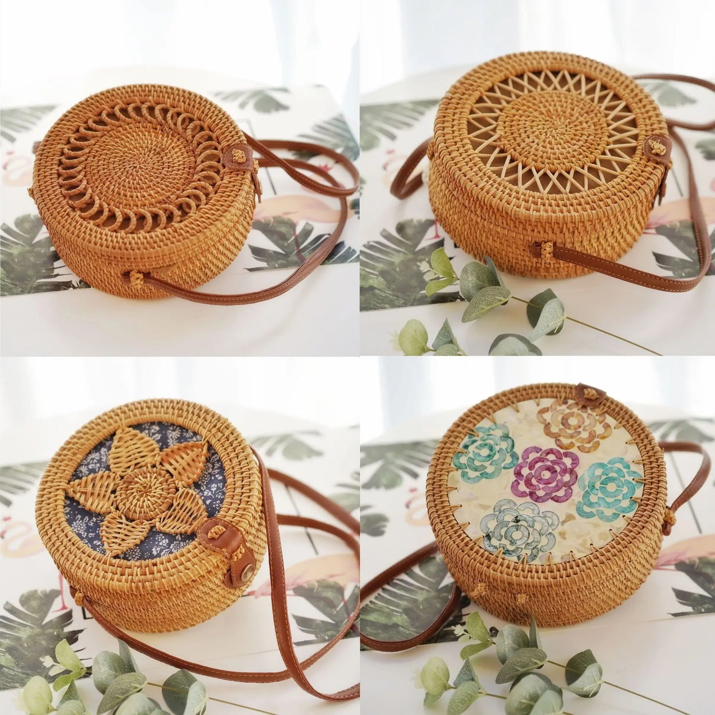 Handmade Straw Bag – Women’s Summer Rattan Beach Handbag, Boho Woven Circle Tote