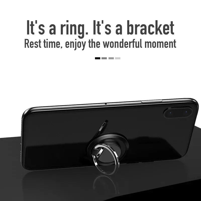 360° Rotating Finger Ring Holder Stand - Magnetic Car Mount & Universal Phone Back Sticker Pad Grip